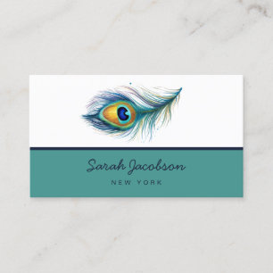 Elegante Pauwenveer Teal Visitekaartje