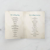 Elegante Pauwenveer Vintage Teal Boho Bruiloft Programma (Binnen)