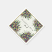 Elegante pauwenveren gepersonaliseerde bruiloft servetten (Hoek)