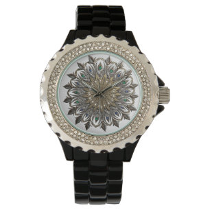 Elegante Pauwkluif Mandala Horloge