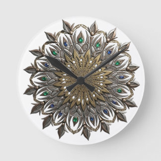 Elegante Pauwkluif Mandala Horloge Ronde Klok