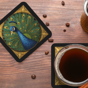 Elegante Pauwonderdrek Drinkviltjes Set Bier Onderzetter