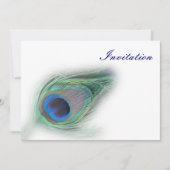 elegante pauwoog blauwe bruiloft uitnodiging (Voorkant)