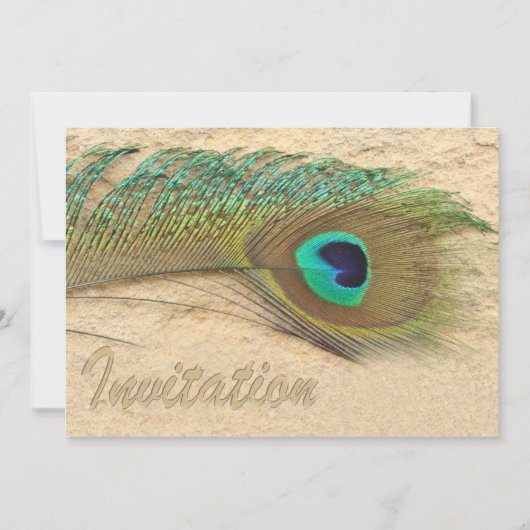 elegante pauwoog blauwe bruiloft uitnodiging (Voorkant)