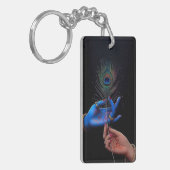 Elegante Pauwveer Acryl Sleutelhanger (Voorkant Links)