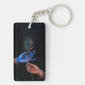 Elegante Pauwveer Acryl Sleutelhanger (achterkant)