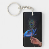 Elegante Pauwveer Acryl Sleutelhanger (Voorkant)