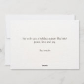 Elegante PEACE Blauwe Bloemige Denneappels Winterk Feestdagenkaart (Achterkant)