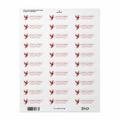 Elegante Peace Dove Red Christmas Retouradres Etiket (Full Sheet)