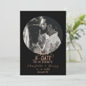 Elegante Peach Black foto bruiloft Opslaan van de  Save The Date (Staand voorkant)