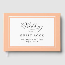 Elegante Peach bruiloft kalligrafie Custom Chic Gastenboek