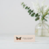 Elegante Peach Butterfly Minimalist Professional Mini Visitekaartje (Staand voorkant)