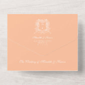 Elegante Peach Crest Line Art QR Code Foto All In One Uitnodiging (Achterkant)