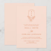 Elegante Peach Fuzz bruiloft Kaart (Voorkant / Achterkant)