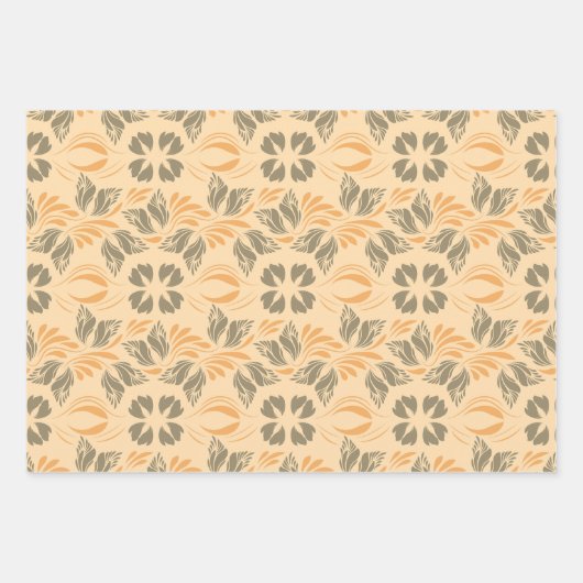 Elegante Peach Grey Art Nouveau  Bloemen Inpakpapier Vel (Voorkant)