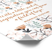 Elegante Peach Hope Quote Floral Inspirerend kunst Poster (Hoek)