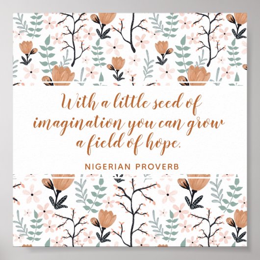 Elegante Peach Hope Quote Floral Inspirerend kunst Poster (Voorkant)