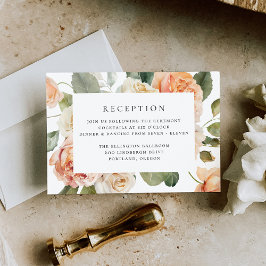 Elegante Peach Roos bruiloft receptie Informatiekaartje