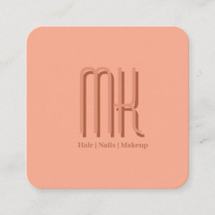 Elegante Peach Salon Monogram Afspraakkaart Afsprakenkaartje