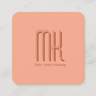 Elegante Peach Salon Monogram Afspraakkaart Afsprakenkaartje
