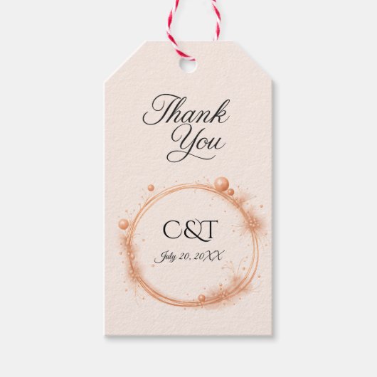 Elegante Peach Sparkle Wedding Script Kalligrafie Cadeaulabel (Voorkant)
