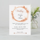 Elegante Peach Sparkle Wedding Script Kalligrafie Folie Uitnodiging (Staand Voorkant)