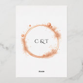 Elegante Peach Sparkle Wedding Script Kalligrafie Folie Uitnodiging (Achterkant)