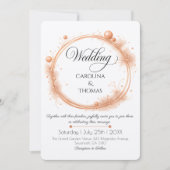 Elegante Peach Sparkle Wedding Script Kalligrafie Kaart (Voorkant)