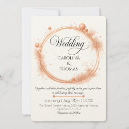 Elegante Peach Sparkle Wedding Script Kalligrafie Kaart