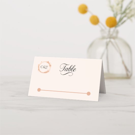 Elegante Peach Sparkle Wedding Script Kalligrafie Plaatskaartje (Voorkant)