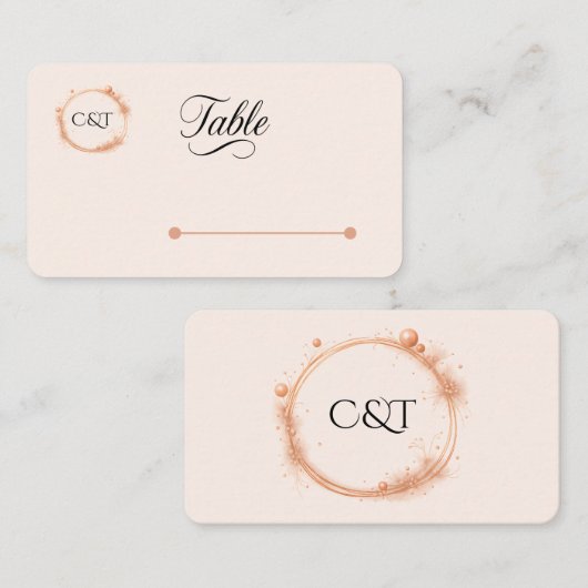 Elegante Peach Sparkle Wedding Script Kalligrafie Plaatskaartje (Voorkant / Achterkant)