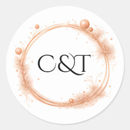 Elegante Peach Sparkle Wedding Script Kalligrafie Ronde Sticker
