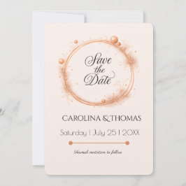 Elegante Peach Sparkle Wedding Script Kalligrafie Save The Date
