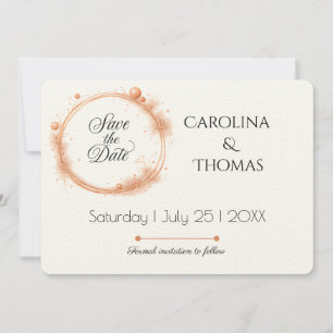 Elegante Peach Sparkle Wedding Script Kalligrafie Save The Date