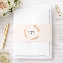 Elegante Peach Sparkle Wedding Script Kalligrafie Uitnodigingen Wikkel