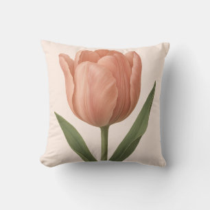 Elegante Peach Tulip Botanische Illustratie Kussen