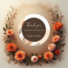 Elegante Peach Watercolour Frame Ronde Sticker