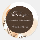 Elegante Peach Watercolour Frame Ronde Sticker (Voorkant)