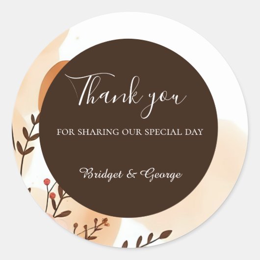 Elegante Peach Watercolour Frame Ronde Sticker (Voorkant)