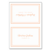 Elegante Peach Wedding Custom Guest Place Card Kaart (Voorkant)