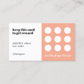 Elegante Peach White Pastel Salon Klantenkaartje (Voorkant)