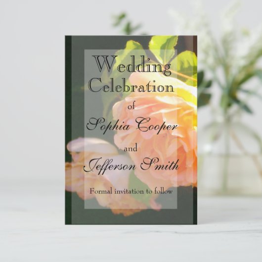 Elegante Peachy oranje Rozen Save The Date (Staand voorkant)