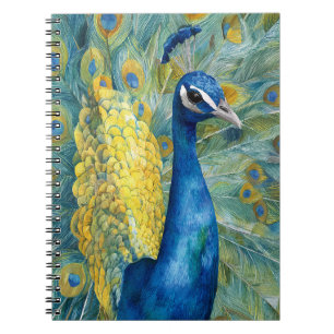 Elegante Peacock Blauwgroen gouden veren kunst Notitieboek