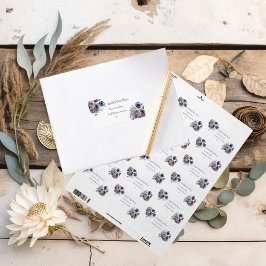 Elegante Peacock Bloemen Bijpassende Adresetikette Etiket