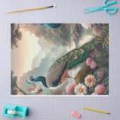 Elegante Peacock Bloemen Decoupage Tissue Papier (Craft)