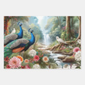 Elegante Peacock Bloemen Inpakpapier Vel (Voorkant 3)