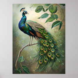 Elegante Peacock Botanische Wall Art Print