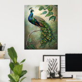 Elegante Peacock Botanische Wall Art Print (Thuiskantoor)