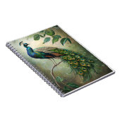 Elegante Peacock Botanische Wall Art Print Notitieboek (Rechterzijde)