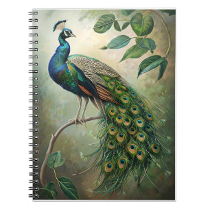 Elegante Peacock Botanische Wall Art Print Notitieboek